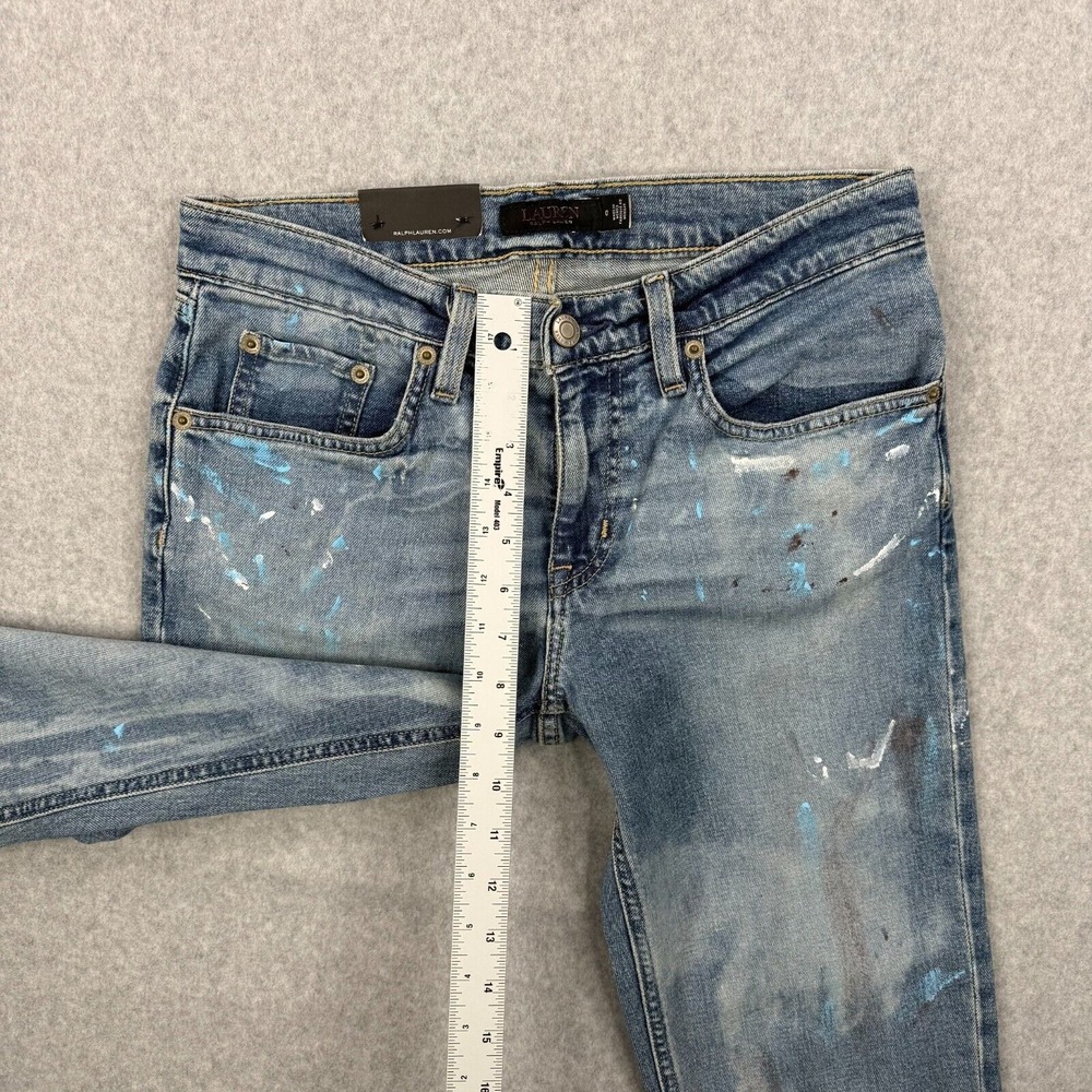 Lauren Ralph Lauren Jeans Womens 0 Blue Paint Splatter Relaxed Tapered Denim - Picture 10 of 13